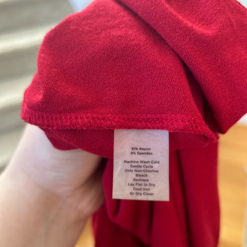 Talbots Cherry Red Crepe Twist Front Sheath Dress - image 3